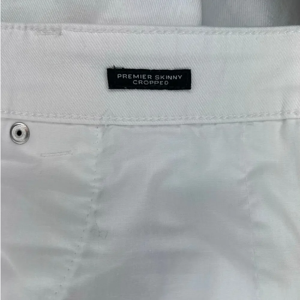 Lauren Ralph Lauren Womens Plus Premiere Cropped Skinny Zipper Ankle Jeans White
